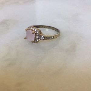 rose quartz gold diamond ring